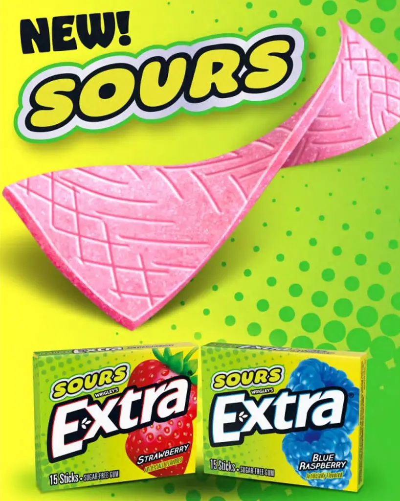 Жувальна гумка Extra Sours Strawberry Sugar Free Chewing Gum 15 стіків - фото 4