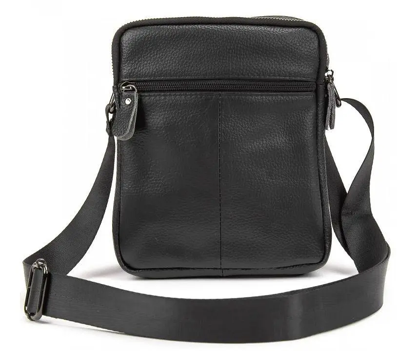 Чоловічий шкіряний месенджер Tiding Bag Чорний - фото 3