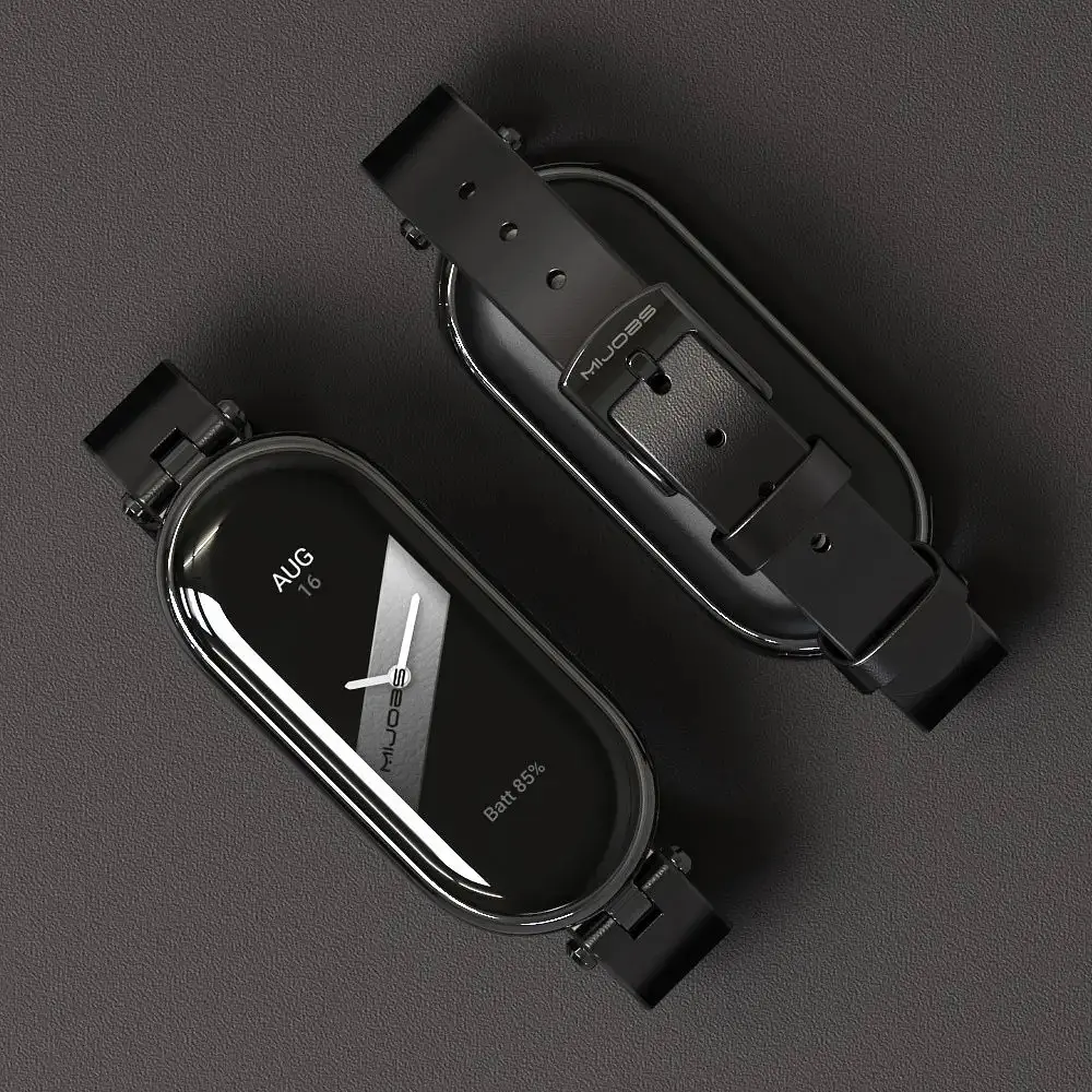 Шкіряний ремінець MiJobs для фітнес-браслета Xiaomi Mi Band 8 і 9 Type A чорний - фото 2