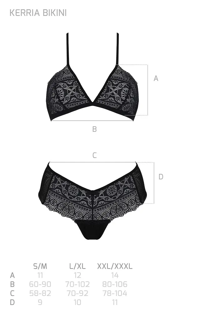 Комплект Passion KERRIA BIKINI black, S/M, бралет і трусики-бікіні - фото 5
