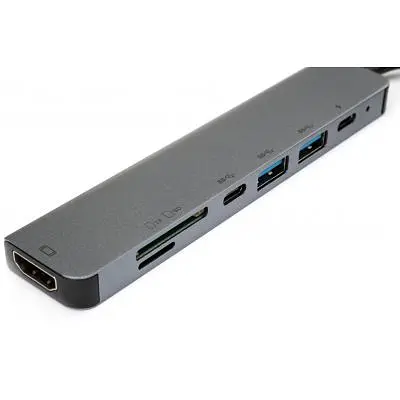 Концентратор Vinga Type-C to 4K HDMI+2*USB3.0+SD+TF+PD+USB-C 3.1 Gen1 aluminium (VCPHTC7AL) - фото 3