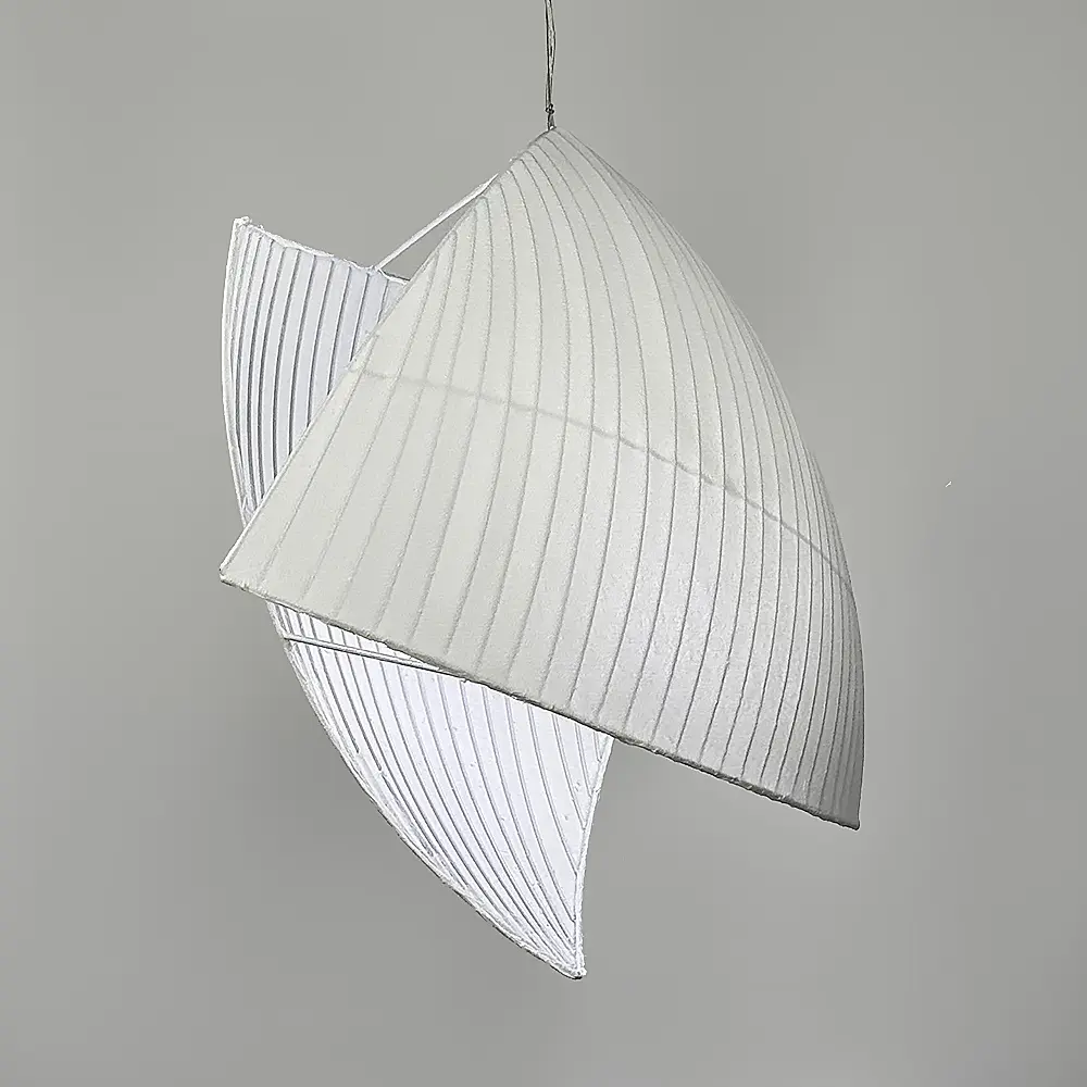 Люстра с 2-мя белыми фигурными пластинами из полимерного текстиля | Ст. PL 051-700*950-2 Line F - фото 2