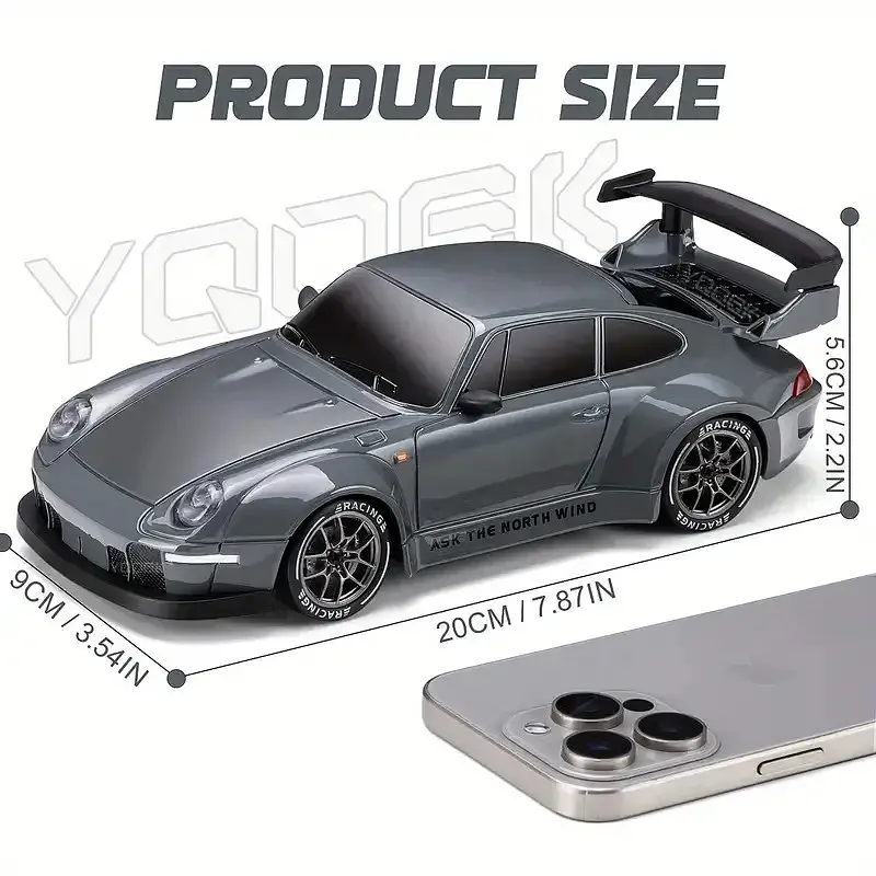 Машинка для дрифта на радіокеруванні Porsche S814 1:24 4WD з LED-ліхтарями (Темно-сірий) - фото 4