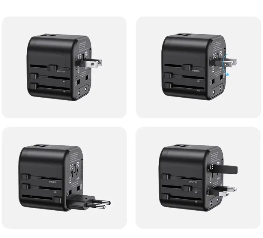 Сетевое зарядное устройство Usams US-CC173 T55 12W Dual USB Universal Travel Charger (US/AU/EU/UK) Черный - фото 3
