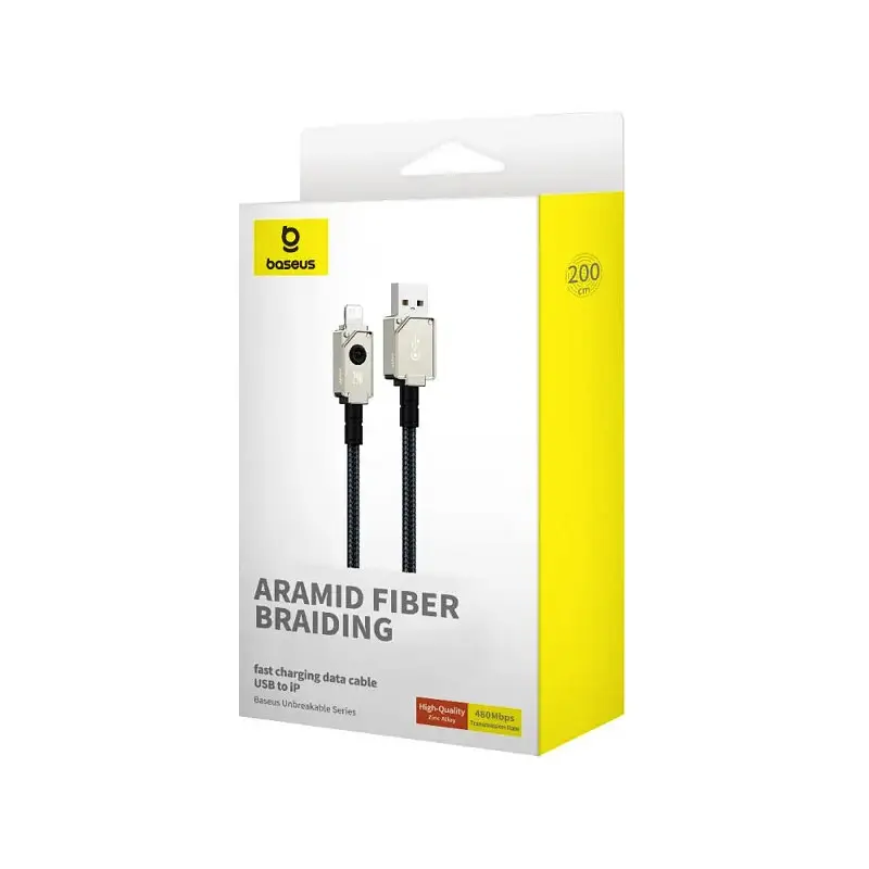 Кабель Baseus Unbreakable Series Fast Charging Data Cable USB to iP 2.4A 2 м Stellar белый - фото 2