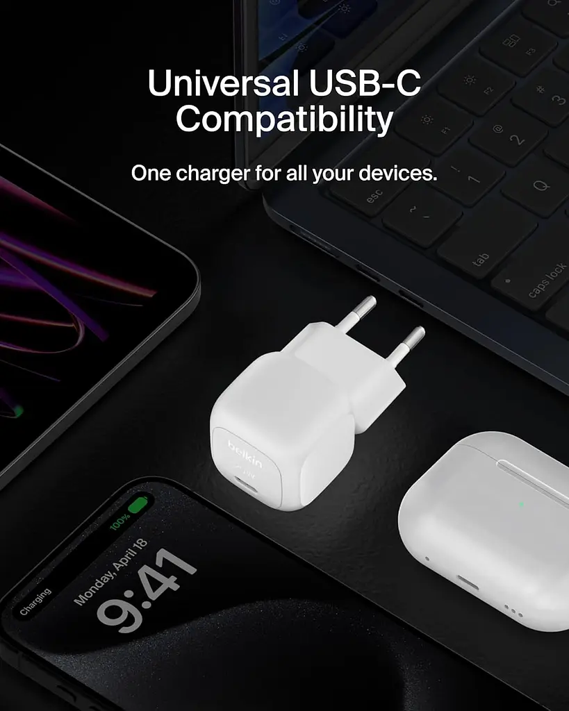 Мережевий зарядний пристрій Belkin 20 W USB-C PD PPS White - фото 4