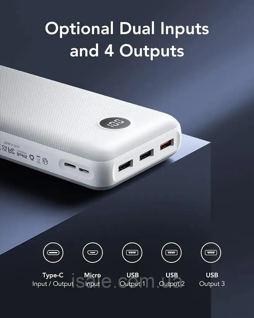 Повербанк Veger 30000 mAh VP3008PD, 20W швидка зарядка (PD/QC), білий - фото 5