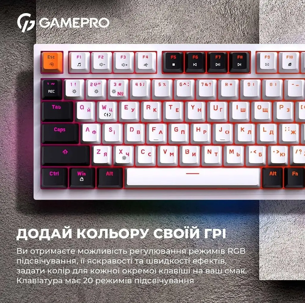 Клавіатура GamePro MK160W Outemu Red Hot-Swap RGB USB White (MK160W) - фото 13