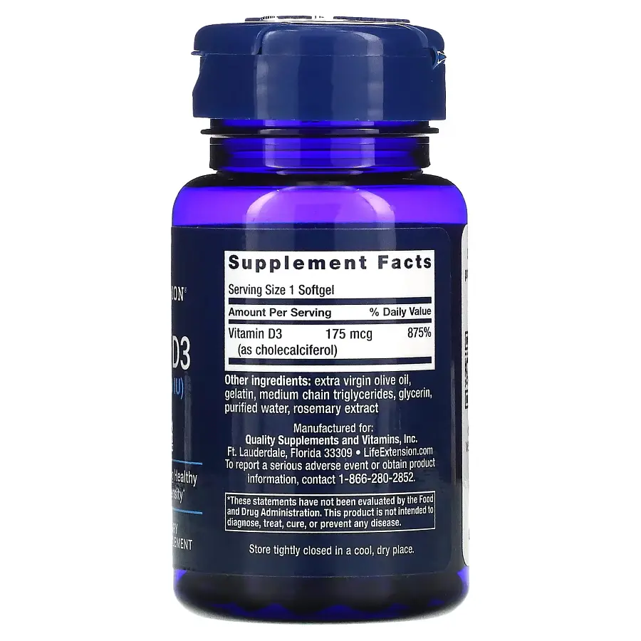 Вітаміни та мінерали Life Extension Vitamin D3 7000 IU, 60 капсул - фото 2