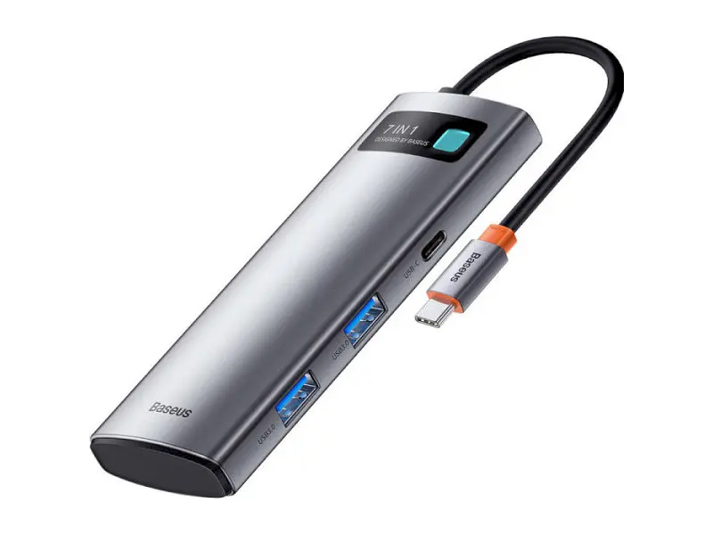 Мультипортовий адаптер BASEUS Metal Gleam Series 7-in-1 Multifunctional Type-C HUB Gray (WKWG020113)