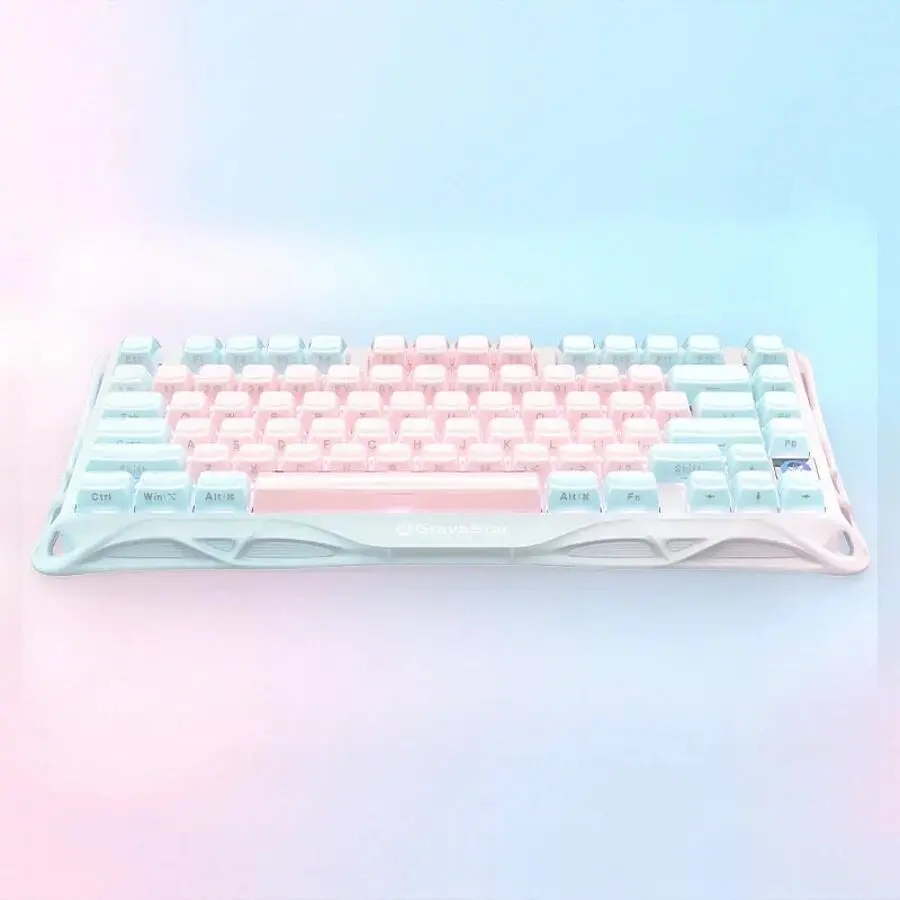 GravaStar Клавіатура механічна GravaStar Mercury K1 Lite 80keys, GravaStar x BSUN Grey, BT/WL/USB, Lumen Rose - фото 6