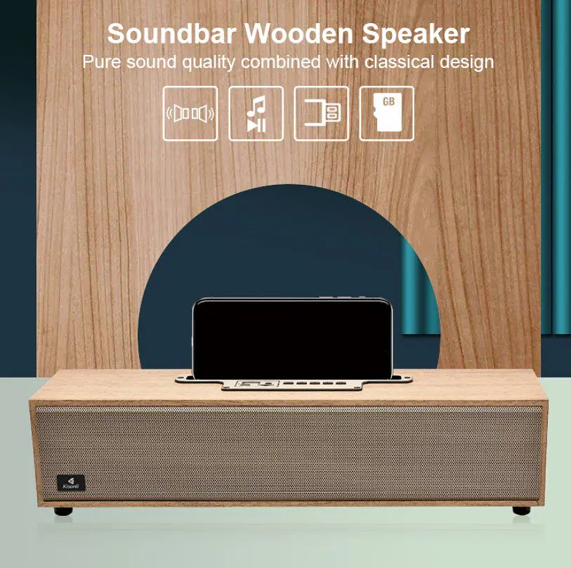 Портативная колонка ретро Kisonli G11 Bluetooth 1200mAh 10Вт Wooden - фото 3