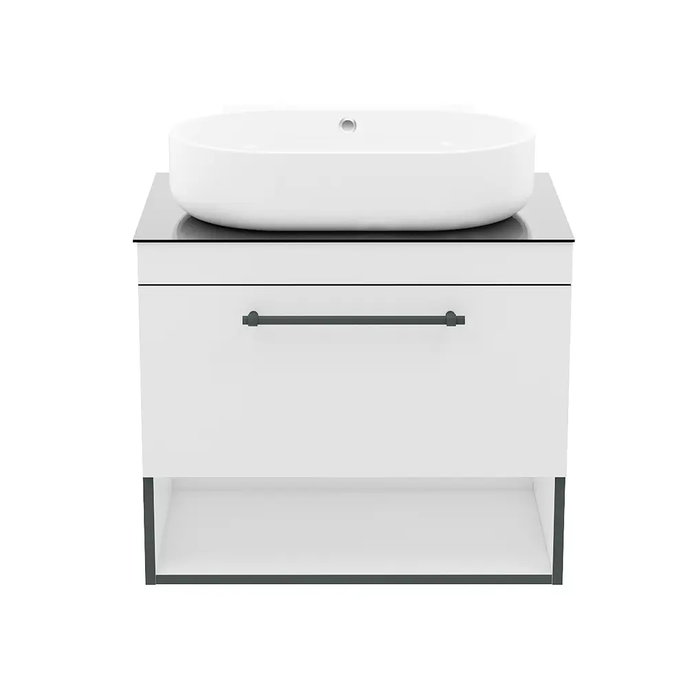 Тумба з умивальником Imprese Black Edge 70 см біла f32117W - фото 2