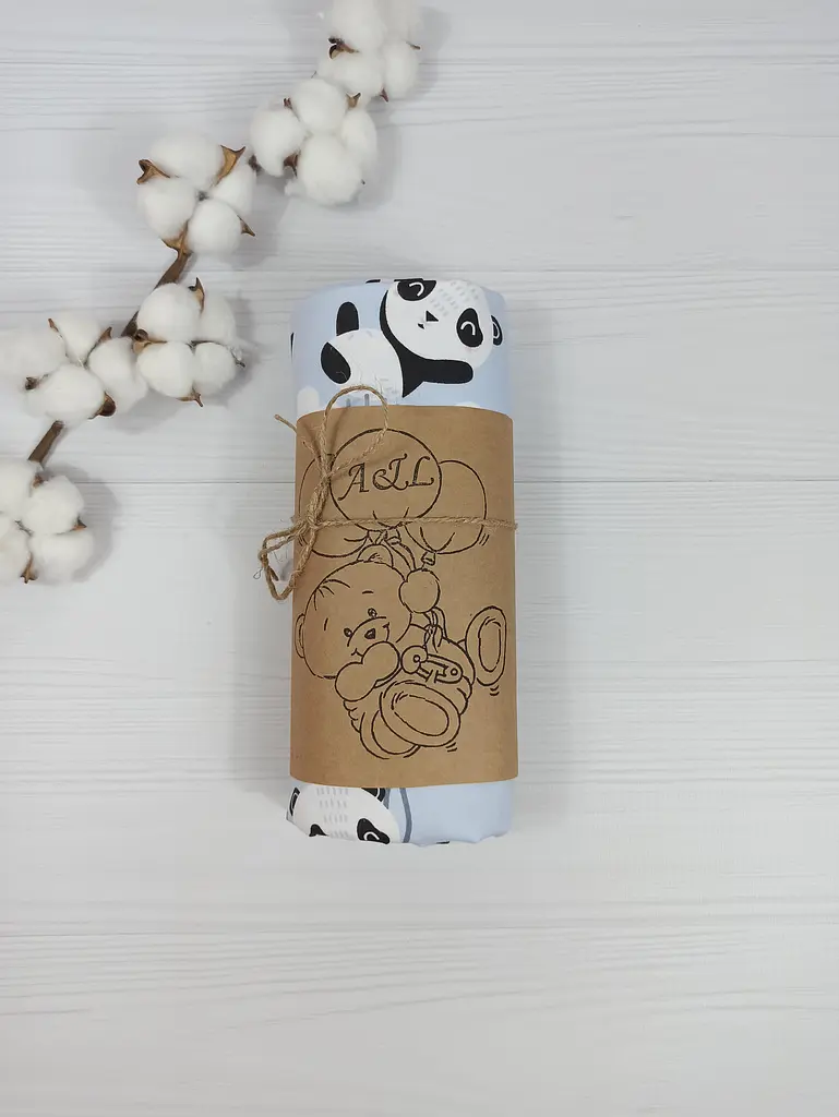 Пелюшка дитяча багаторазова непромокальна a.l.babybox Панда на кульках 50х80 см Синій (NM 18154162) - фото 3