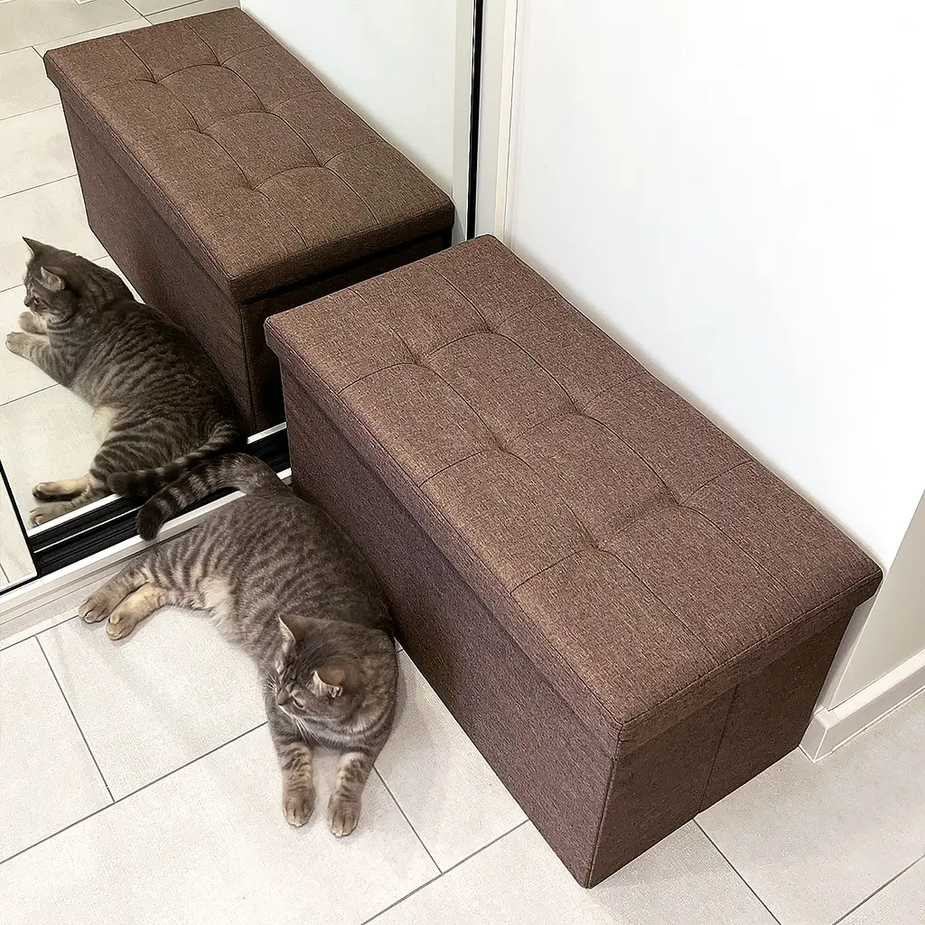 Пуф двойной для хранения МВМ My Home текстильный, 760х380х380 мм, коричневий (TH-04 BROWN) - фото 5