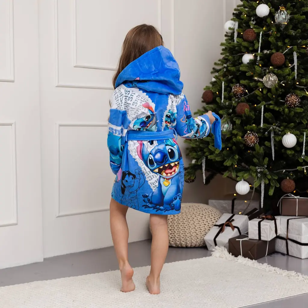 Халат дитячий з плюшевого велюру Stitch 18156 134-140 см - фото 8