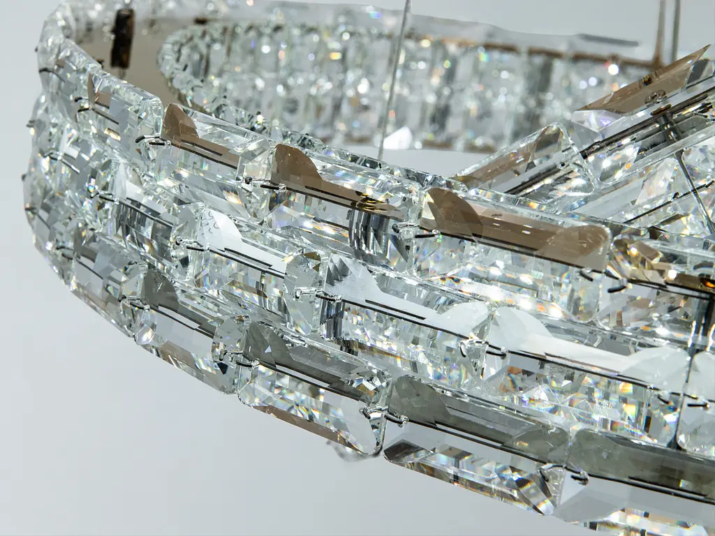 Підвісна LED-люстра Diasha 7896/600+400S-gold з двома кришталевими кільцями, пультом, 54 W, Gold, 60 см, 12-20m2 - фото 5