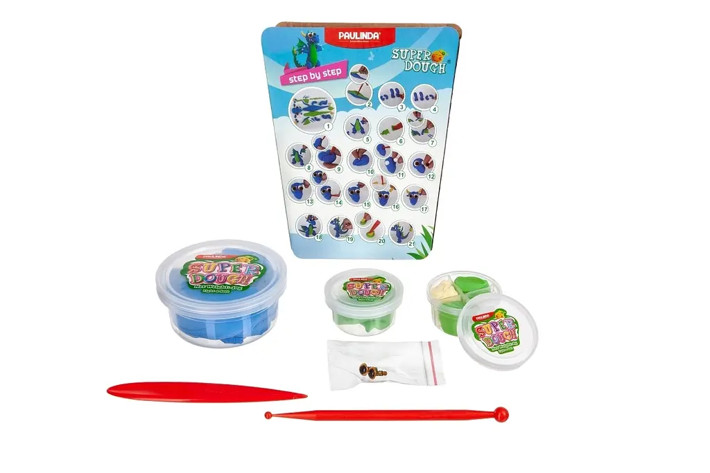 Маса для ліплення Paulinda Super Dough Cool Dragon з рухомими очима синій (PL-081378-16) - фото 4