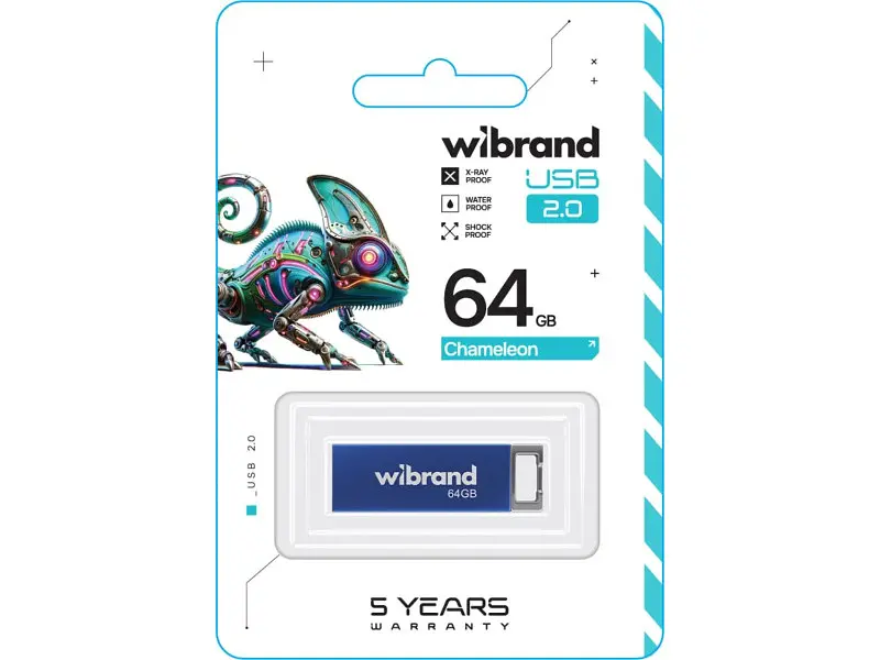 Флешка Wibrand 64 GB Chameleon Blue USB 2.0 (WI2.0/CH64U6U) - фото 2
