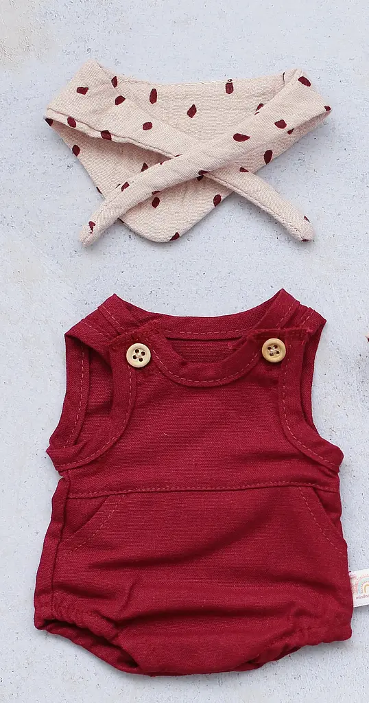 Комплект боді бордо зі слинявчиком для ляльок Miniland 38 см (31563) - фото 3