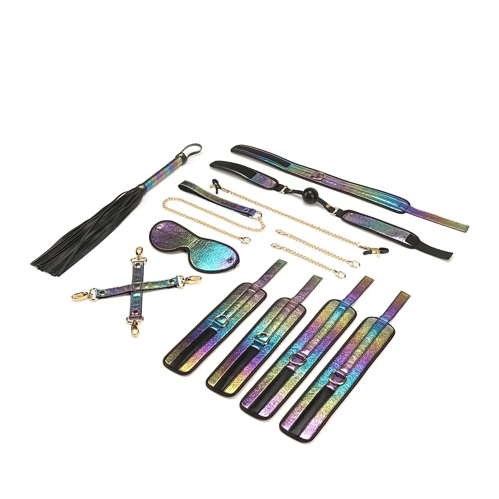 БДСМ-набір Liebe Seele Vivid Rainbow 8 Pieces Set, 8 аксесуарів, екошкіра на оксамитовій основі - фото 2