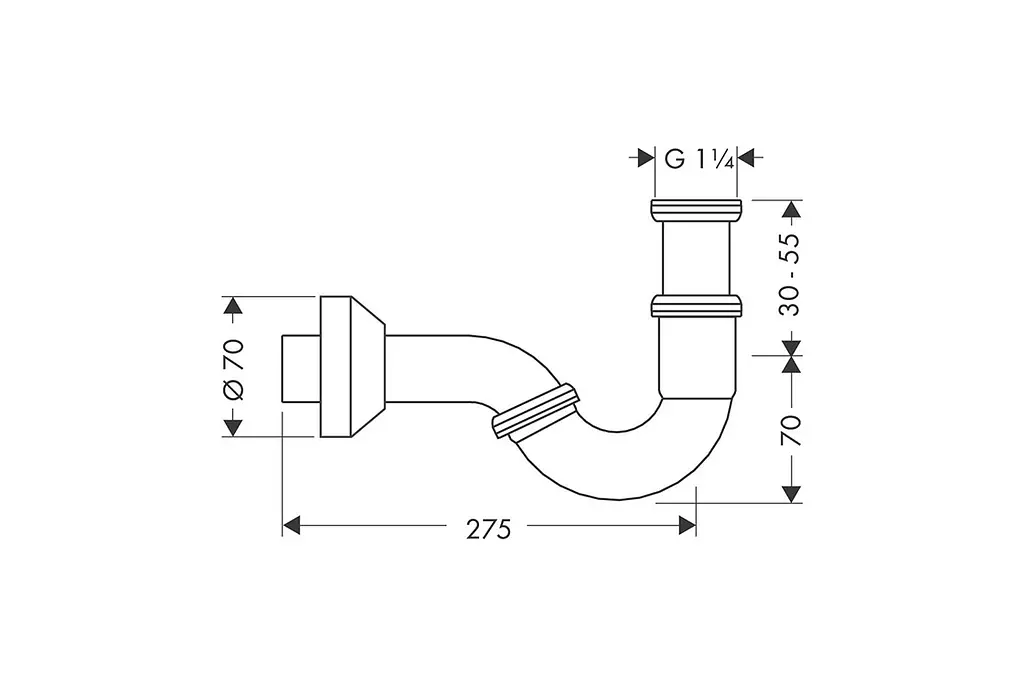 Сифон для біде Hansgrohe трубчастий Хром 55237000 - фото 2