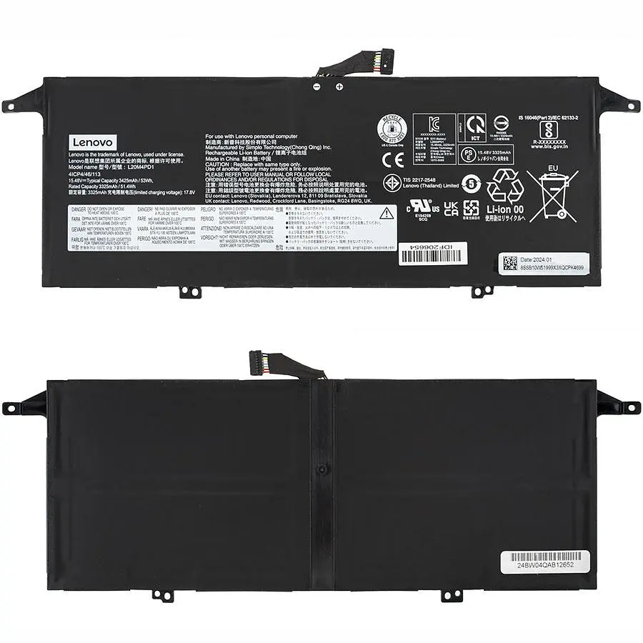 Батарея для ноутбука Lenovo L20M4PD1 (ThinkBook 13x ITG) 15.48 3425mAh 53Wh Чорний - фото 2