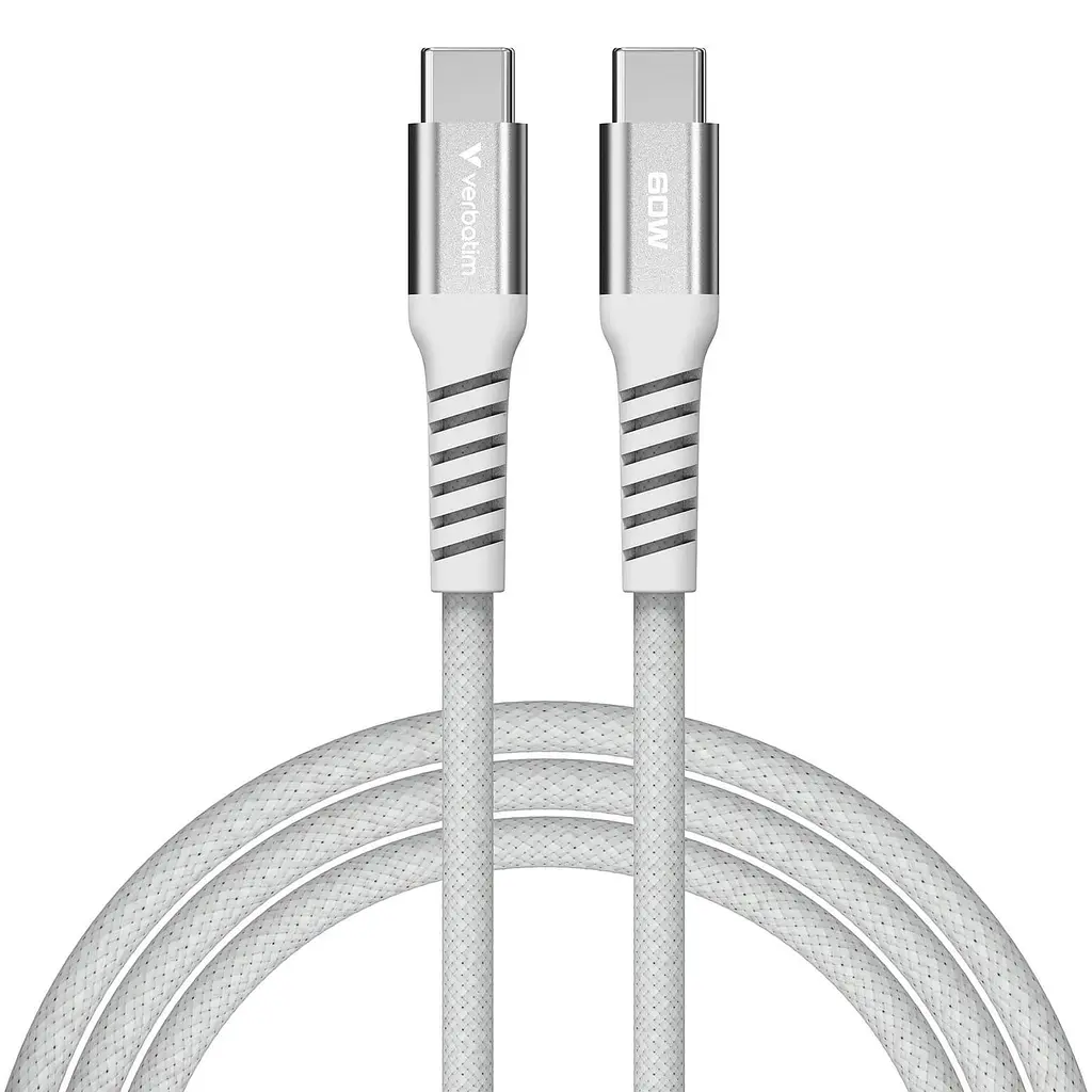 Кабель Verbatim 60 Вт /USB-C–USB-C /120 см-сірий (31850) - фото 2