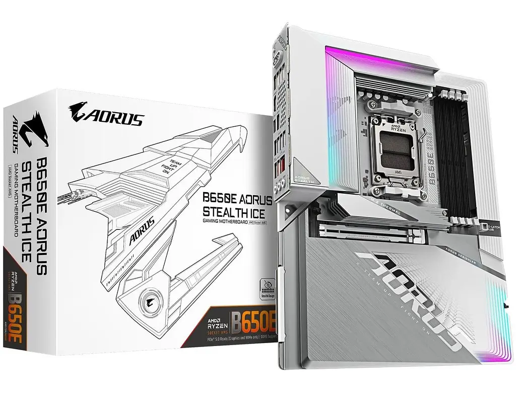 Материнська плата GIGABYTE B650E AORUS STEALTH ICE BTF (B650E AORUS STEALTH ICE) (Socket AM5, AMD B650, ATX) - фото 12