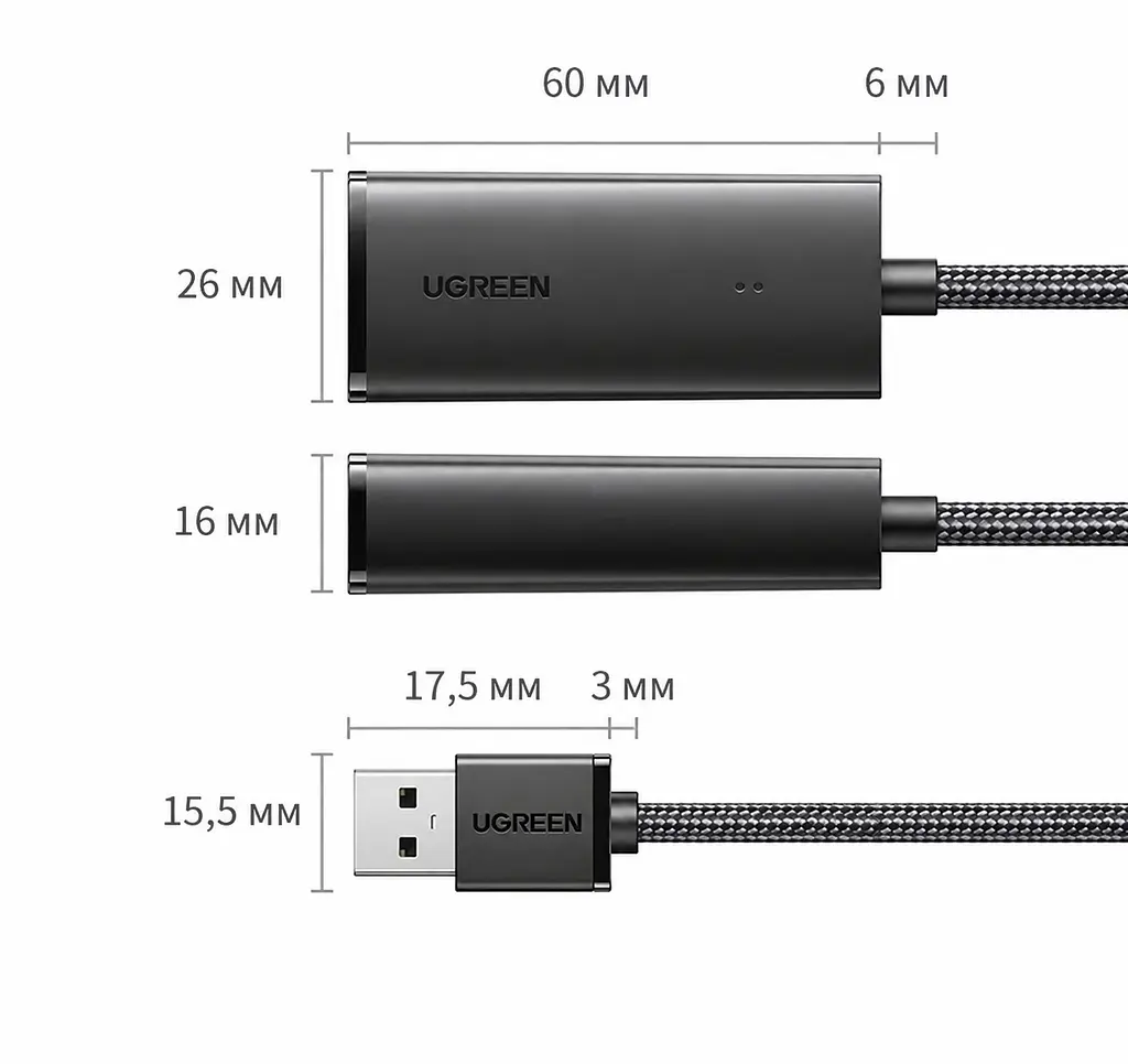 Мережевий адаптер UGREEN CM650 зовнішня мережева карта USB-A 3.0 на Ethernet RJ45 до 1000 Мбіт/с без встановлення драйверів у Windows 8–11 та macOS з індикаторами живлення та мережі із вбудованим кабелем в обплетенні з екрануванням кабелю на чипі AX88179A чорний (15636) - фото 2