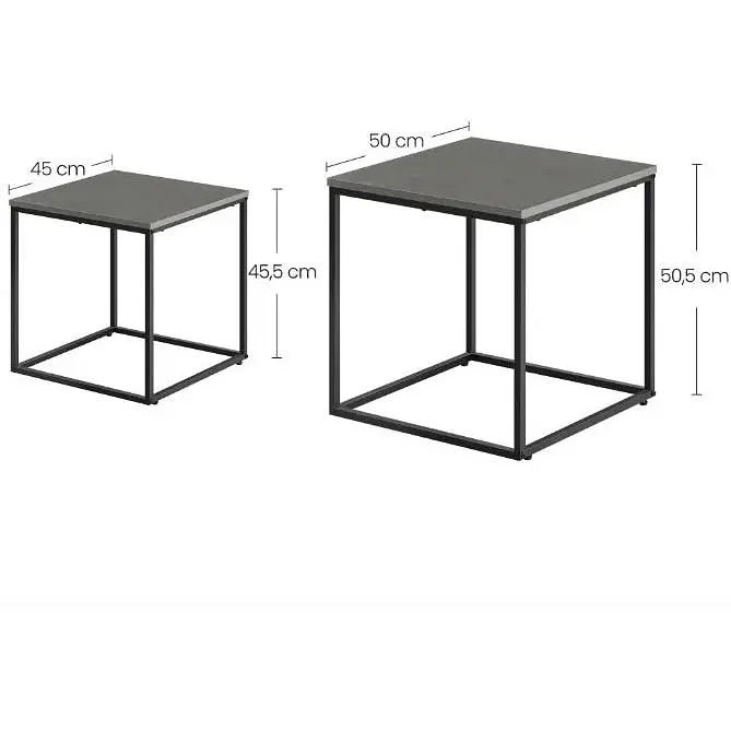 Комплект журнальних столиків Leobert Nika квадратний 50х50 50.5 см, 45х45х45.5 см графітовий - фото 7