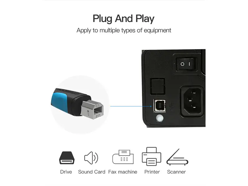 Кабель Vention USB A Male - B Male Print 2m (VAS-A16-B200) - фото 5