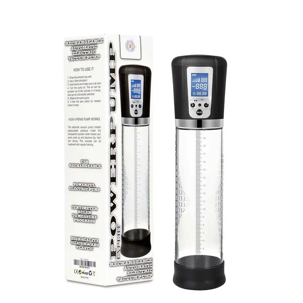 Вакуумная помпа для пениса B - Series Power Powerpump USB Rechargeable Automatic Electric Vacuum Pump (прозрачный) - фото 5