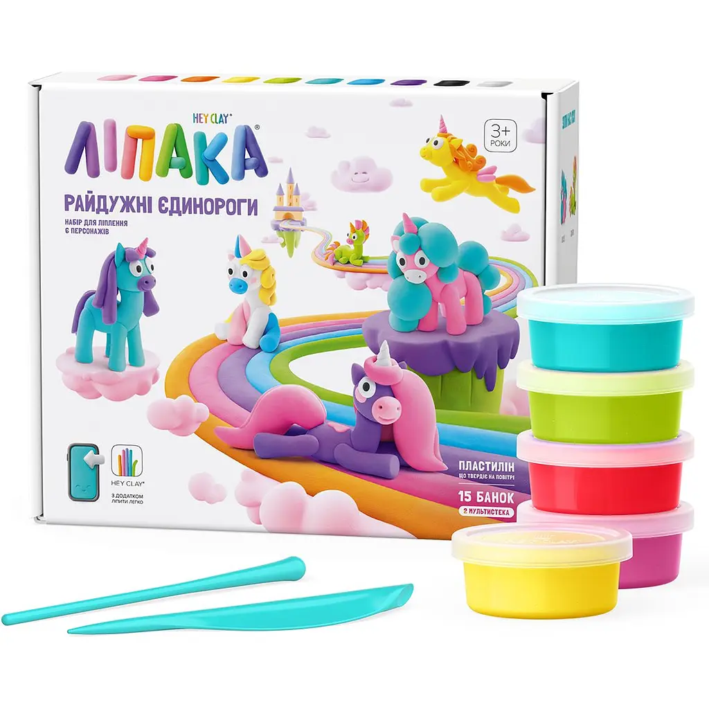 Меганабір пластиліну що самостійно твердіє Ліпака Райдужні єдинороги (15028-UA01) - фото 2