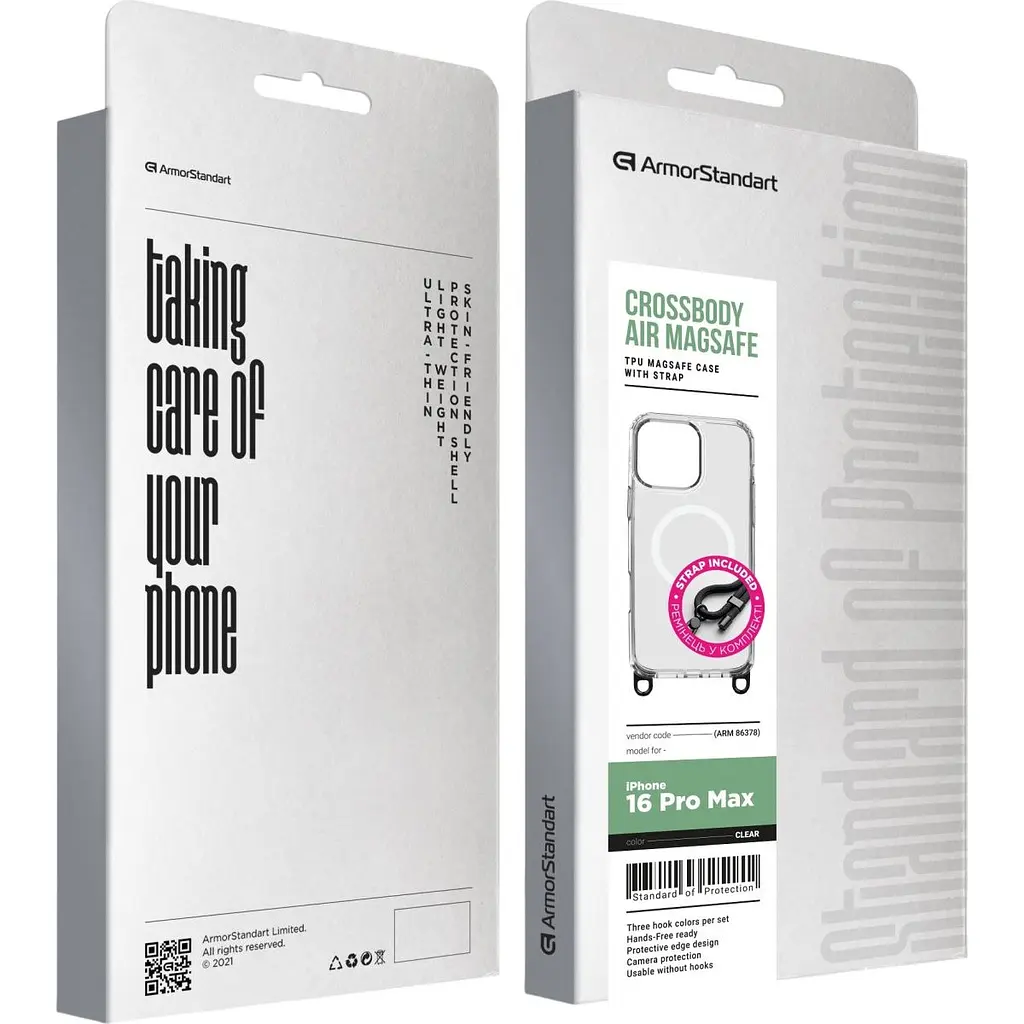 Чохол ArmorStandart Crossbody Air MagSafe Rope для Apple iPhone 16 Pro Max Clear (ARM86378) [169766] - фото 2