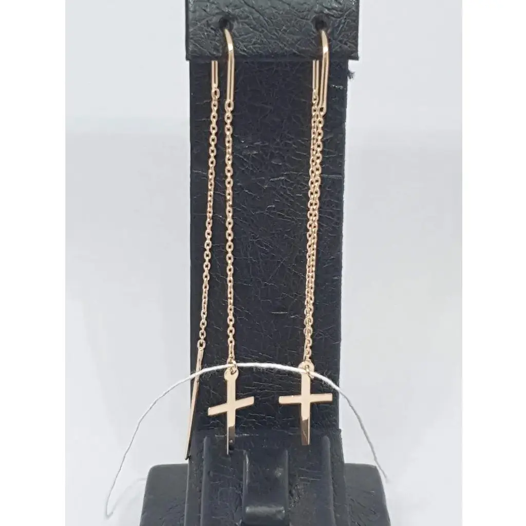 Золоті сережки-протяжки Tango Хрестики. 580111 - фото 2