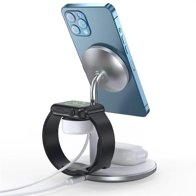 Магнітний бездротовий зарядний пристрій Choetech 3in1 Magnetic wireless charger station for iPhone (T586-F) - фото 4