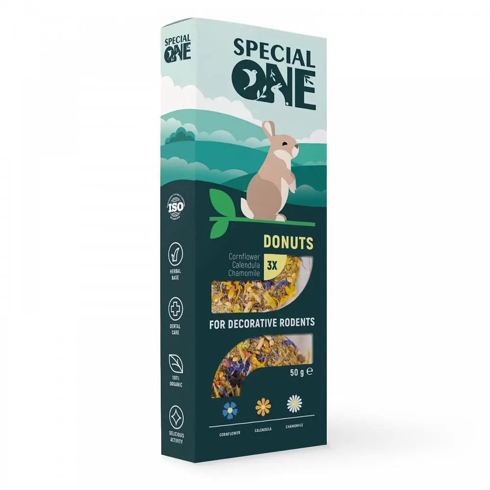 Пончики SPECIAL ONE «Волошка, календула, ромашка» для декоративних гризунів 50г арт.PR242519