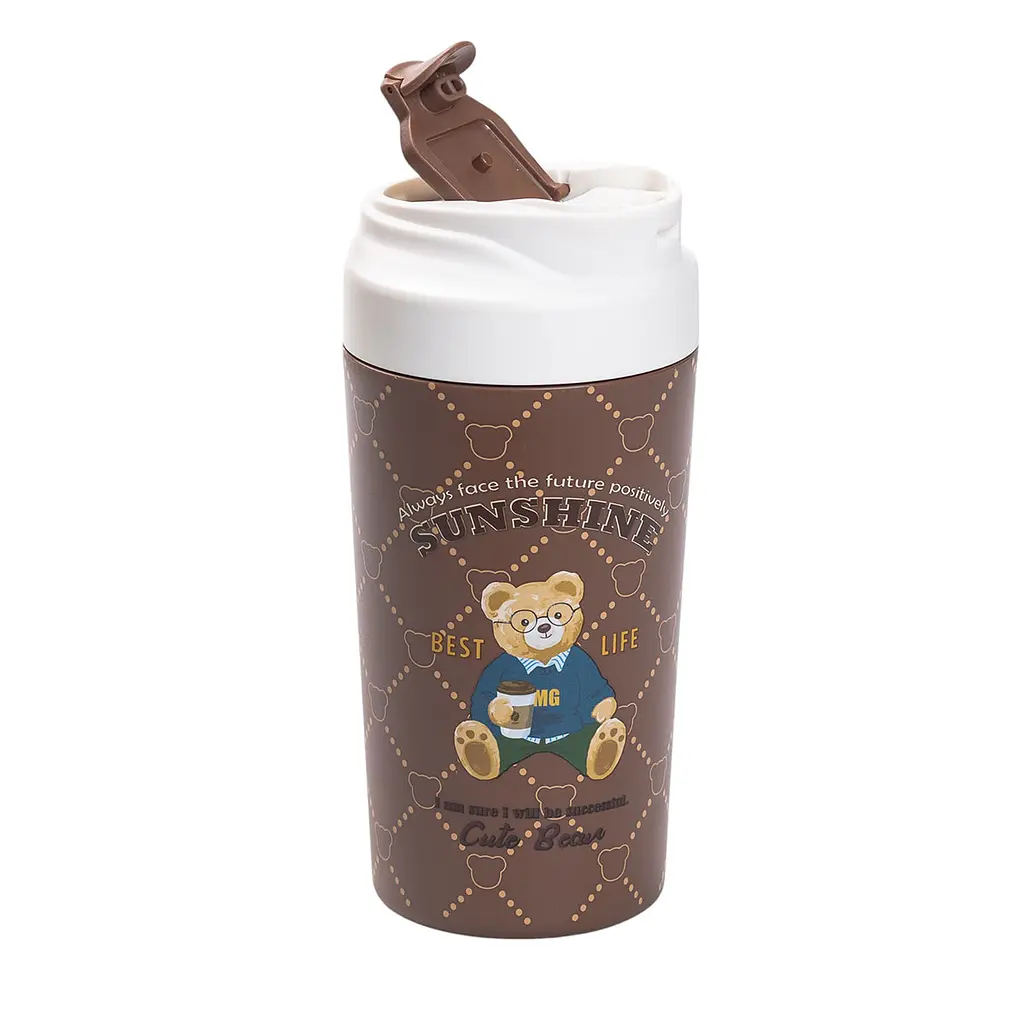 Термочашка Yiwu Bears HP-14-15BR с керамической колбой 480 мл, коричневый - фото 3