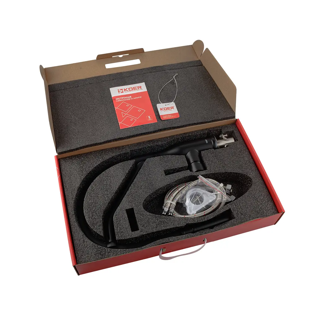 Смеситель для кухни Koer KI-70026-05 с черным силиконовым изливом KR5210 Черный матовый - фото 4