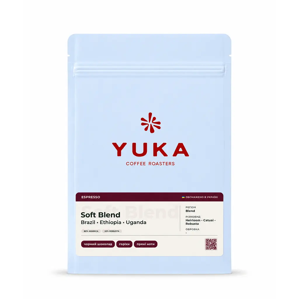 Кава мелена Yuka Coffee Roastery купаж 80/20 Soft Blend 250 г.