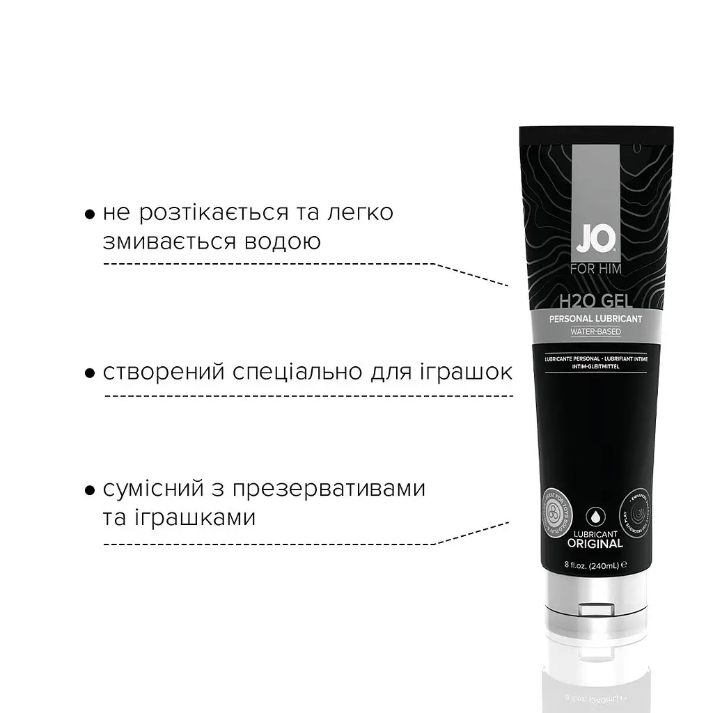 Густа змазка на водній основі JO H2O GEL — ORIGINAL (240 мл), рослинний гліцерин - фото 3
