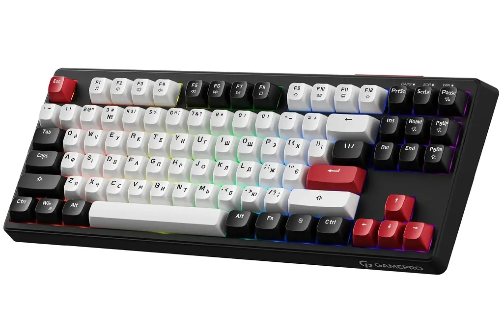 Клавіатура ігрова мембранна GamePro GK-580USB Black-White Rainbow LED - фото 2