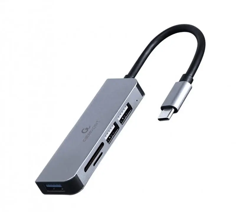 Концентратор USB Type-C Cablexpert 1xUSB3.1, 2xUSB2.0, кардрідер, метал, сірий (UHB-CM-CRU3P1U2P2-01) - фото 2