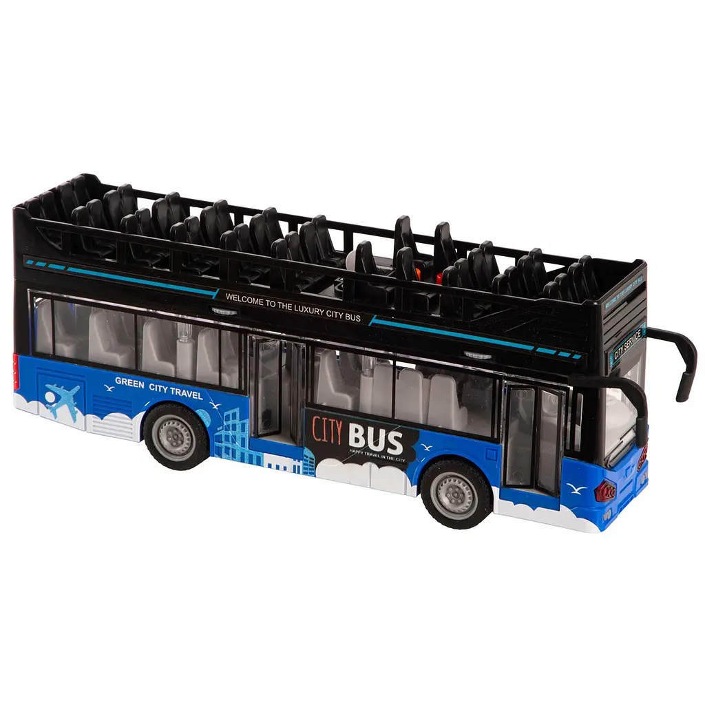 Игрушка DIY Toys Двухэтажный автобус инерционный со светом и звуком (CJ-4008559) - фото 2