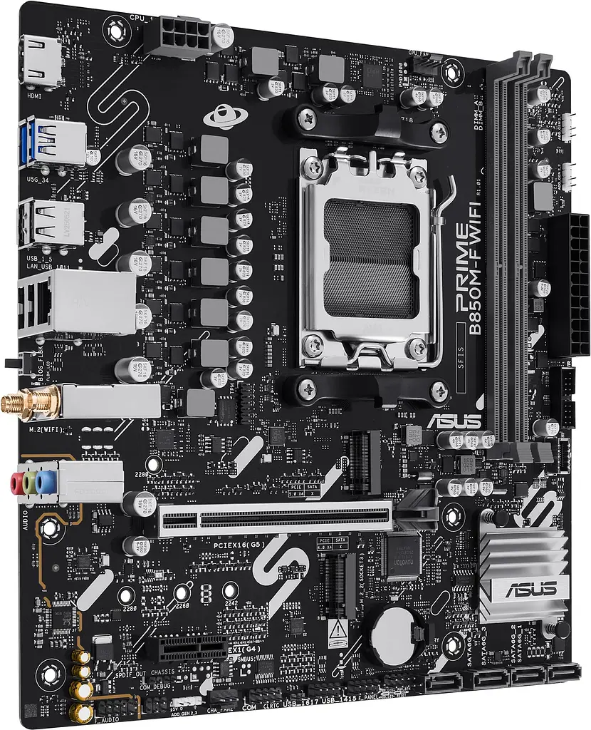 ASUS Материнська плата PRIME B850M-F WIFI sAM5 B850 2xDDR5 M.2 HDMI Wi-Fi BT mATX - фото 2