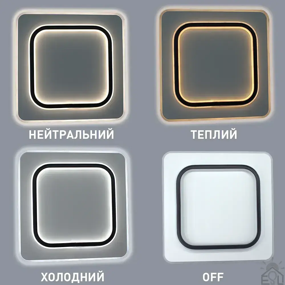 Світлодіодна люстра VEGA DUAL 2S 80 Вт 450×450×52 мм Чорно-Біла ESLLSE - фото 3