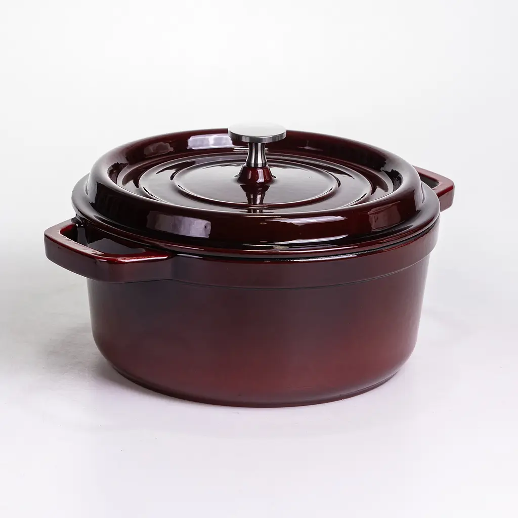 Кокотниця чавунна емальована 4 л, бургунді Yongkang HP-FLG-10 burgundy - фото 6