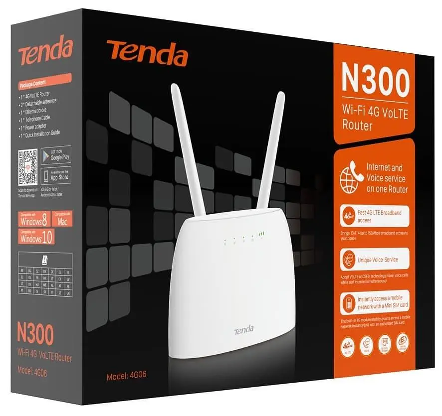 Роутер Tenda 4G06 N300, 4G/LTE, 1xFE LAN, 1xFE LAN/WAN, 1xRJ11, Cлот для SIM-карти (4G06) - фото 4