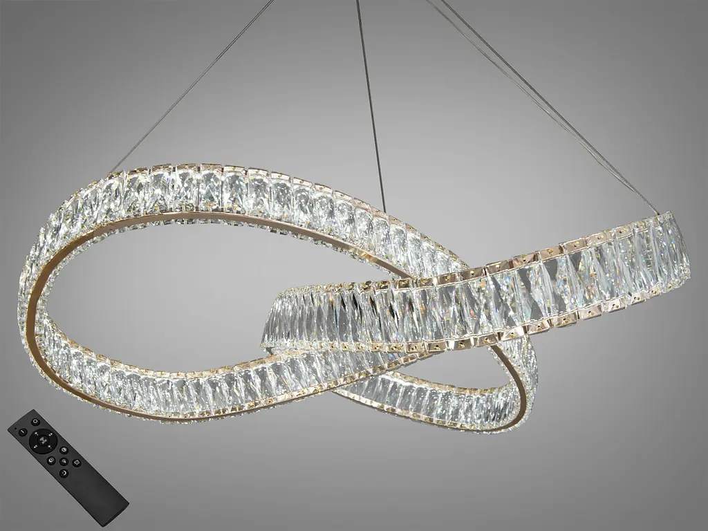 Люстра стельова LED Diasha 536/800G, 180W, золото, кришталева, для коридору, вітальні, кухні, офісу